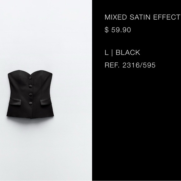 Zara bustier top . Mixed satin effect. - Picture 2 of 2